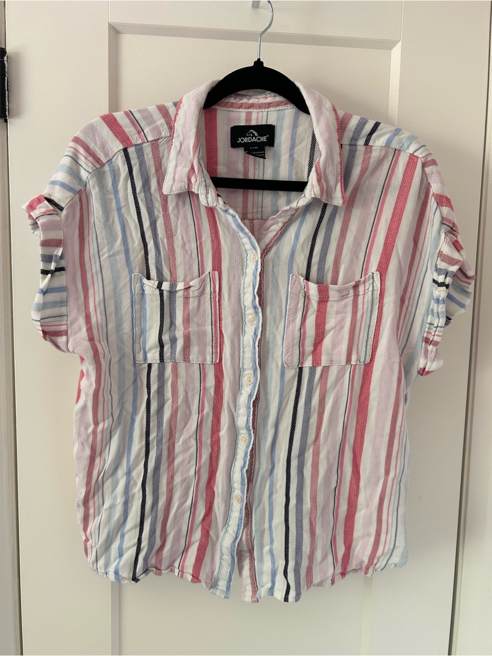 Jordache Pink Blue Striped Button-Down Shirt
